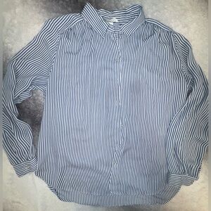(A4) H&M Blue White Striped Flowy Office Daywear Career Blouse Top Shirt M